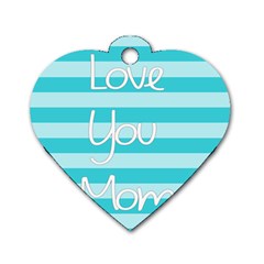 Love You Mom Stripes Line Blue Dog Tag Heart (two Sides)