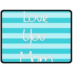 Love You Mom Stripes Line Blue Fleece Blanket (large) 