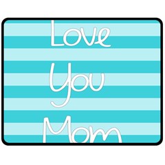 Love You Mom Stripes Line Blue Fleece Blanket (medium) 