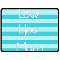 Love You Mom Stripes Line Blue Double Sided Fleece Blanket (large) 