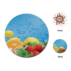 Fruit Water Bubble Lime Blue Playing Cards (round) 