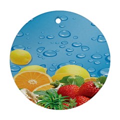 Fruit Water Bubble Lime Blue Round Ornament (two Sides) by Alisyart
