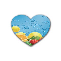 Fruit Water Bubble Lime Blue Rubber Coaster (heart)  by Alisyart