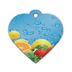 Fruit Water Bubble Lime Blue Dog Tag Heart (two Sides) by Alisyart