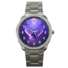 Lines Lights Space Blue Purple Sport Metal Watch