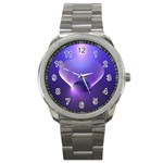 Lines Lights Space Blue Purple Sport Metal Watch Front