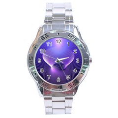 Lines Lights Space Blue Purple Stainless Steel Analogue Watch