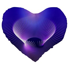 Lines Lights Space Blue Purple Large 19  Premium Flano Heart Shape Cushions