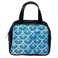 Lime Blue Star Circle Classic Handbags (one Side)