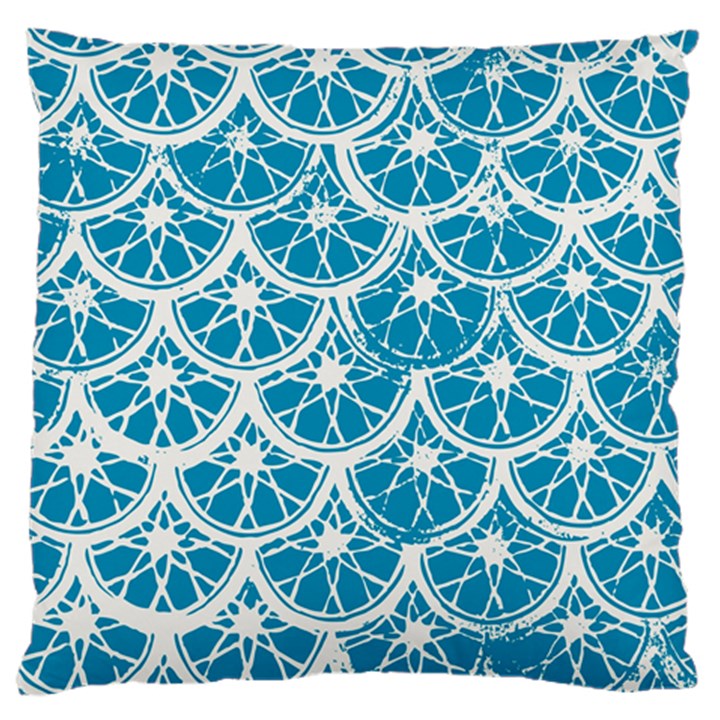 Lime Blue Star Circle Large Cushion Case (Two Sides)