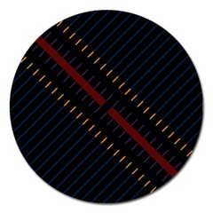 Material Design Stripes Line Red Blue Yellow Black Magnet 5  (round) by Alisyart