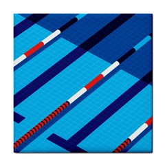 Minimal Swim Blue Illustration Pool Tile Coasters