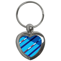 Minimal Swim Blue Illustration Pool Key Chains (heart) 