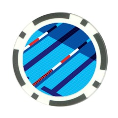 Minimal Swim Blue Illustration Pool Poker Chip Card Guard