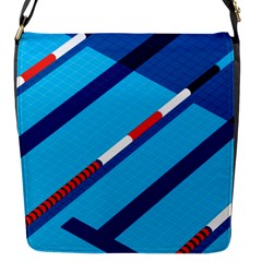 Minimal Swim Blue Illustration Pool Flap Messenger Bag (s) by Alisyart