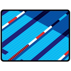 Minimal Swim Blue Illustration Pool Double Sided Fleece Blanket (large) 