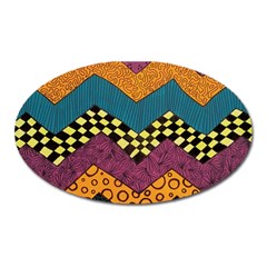 Painted Chevron Pattern Wave Rainbow Color Oval Magnet