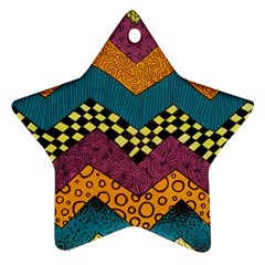 Painted Chevron Pattern Wave Rainbow Color Star Ornament (two Sides)