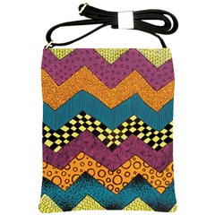 Painted Chevron Pattern Wave Rainbow Color Shoulder Sling Bags by Alisyart