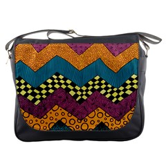 Painted Chevron Pattern Wave Rainbow Color Messenger Bags by Alisyart