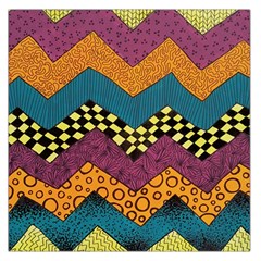 Painted Chevron Pattern Wave Rainbow Color Large Satin Scarf (square)