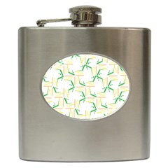 Patterns Boomerang Line Chevron Green Orange Yellow Hip Flask (6 Oz)