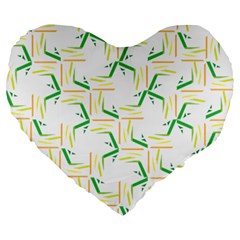Patterns Boomerang Line Chevron Green Orange Yellow Large 19  Premium Heart Shape Cushions by Alisyart