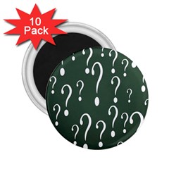 Question Mark White Green Think 2 25  Magnets (10 Pack)  by Alisyart