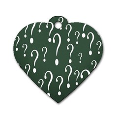 Question Mark White Green Think Dog Tag Heart (two Sides)