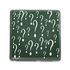 Question Mark White Green Think Memory Card Reader (square)