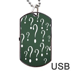 Question Mark White Green Think Dog Tag Usb Flash (one Side)