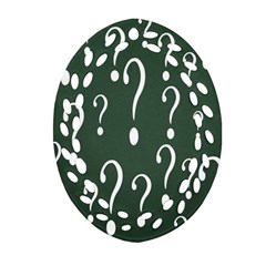 Question Mark White Green Think Ornament (oval Filigree)