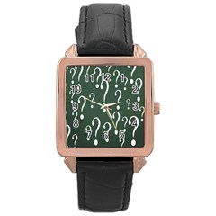 Question Mark White Green Think Rose Gold Leather Watch  by Alisyart