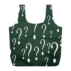 Question Mark White Green Think Full Print Recycle Bags (l)  by Alisyart