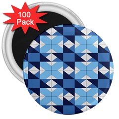Radiating Star Repeat Blue 3  Magnets (100 Pack) by Alisyart