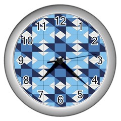 Radiating Star Repeat Blue Wall Clocks (silver)  by Alisyart