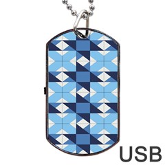 Radiating Star Repeat Blue Dog Tag Usb Flash (two Sides)