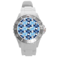 Radiating Star Repeat Blue Round Plastic Sport Watch (l) by Alisyart