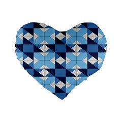 Radiating Star Repeat Blue Standard 16  Premium Heart Shape Cushions