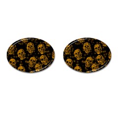 Sparkling Glitter Skulls Golden Cufflinks (oval) by ImpressiveMoments