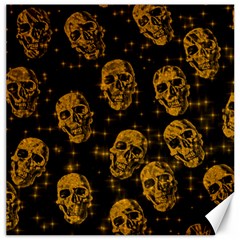 Sparkling Glitter Skulls Golden Canvas 12  X 12  