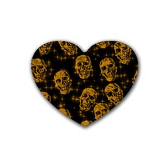 Sparkling Glitter Skulls Golden Rubber Coaster (heart) 