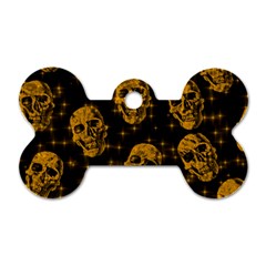 Sparkling Glitter Skulls Golden Dog Tag Bone (two Sides) by ImpressiveMoments