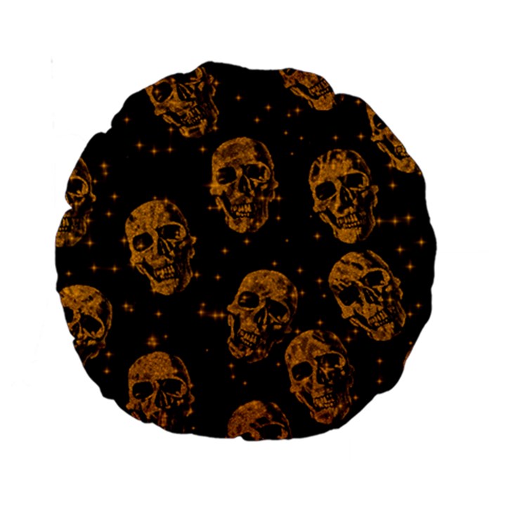 Sparkling Glitter Skulls Golden Standard 15  Premium Round Cushions