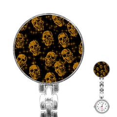 Sparkling Glitter Skulls Golden Stainless Steel Nurses Watch by ImpressiveMoments