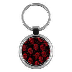 Sparkling Glitter Skulls Red Key Chains (round)  by ImpressiveMoments