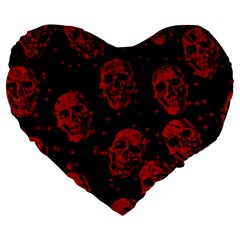 Sparkling Glitter Skulls Red Large 19  Premium Heart Shape Cushions by ImpressiveMoments