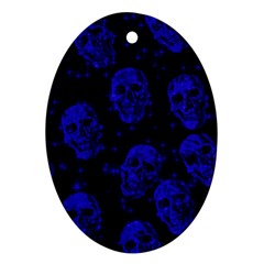 Sparkling Glitter Skulls Blue Ornament (oval) by ImpressiveMoments