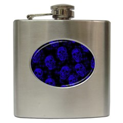 Sparkling Glitter Skulls Blue Hip Flask (6 Oz) by ImpressiveMoments