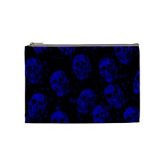 Sparkling Glitter Skulls Blue Cosmetic Bag (medium) 